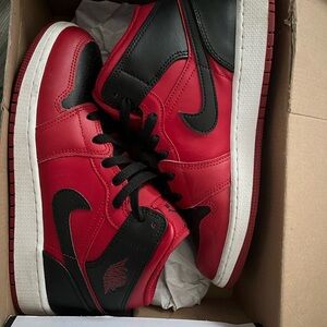 Black and Red Air Jordan 1 Mid (GS)